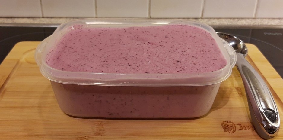 blueberry strawberry protein ice cream container